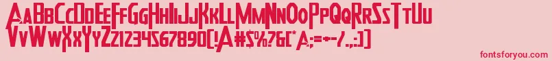 フォントHeroesassembleexpand – ピンクの背景に赤い文字