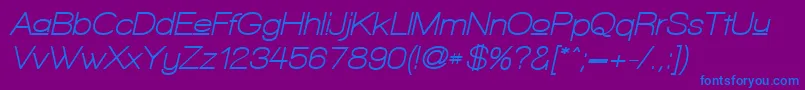 WalkwayUpperObliqueBold-Schriftart – Blaue Schriften auf violettem Hintergrund