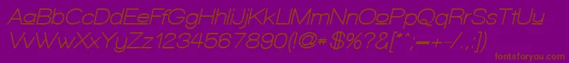 WalkwayUpperObliqueBold-Schriftart – Braune Schriften auf violettem Hintergrund