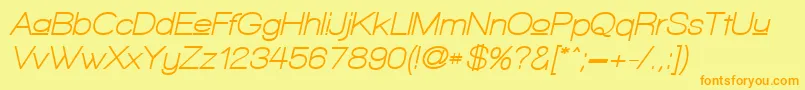 フォントWalkwayUpperObliqueBold – オレンジの文字が黄色の背景にあります。