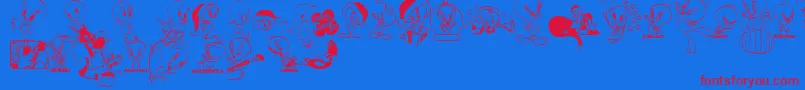 Czcionka Totally – czerwone czcionki na niebieskim tle