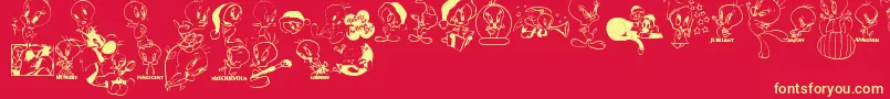 フォントTotally – 黄色の文字、赤い背景