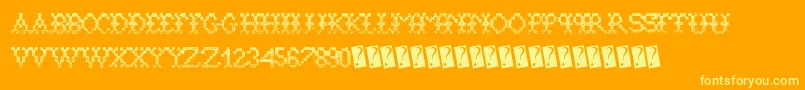 Aliensweater-Schriftart – Gelbe Schriften auf orangefarbenem Hintergrund