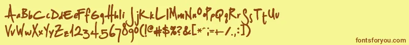 フォントSplurgeBold – 茶色の文字が黄色の背景にあります。