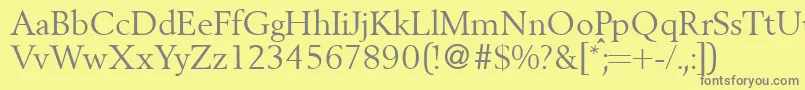 フォントBergoniadbNormal – 黄色の背景に灰色の文字