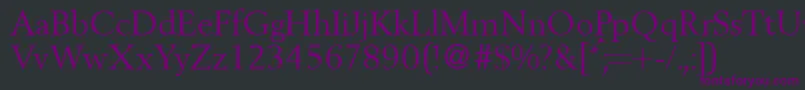 フォントBergoniadbNormal – 黒い背景に紫のフォント