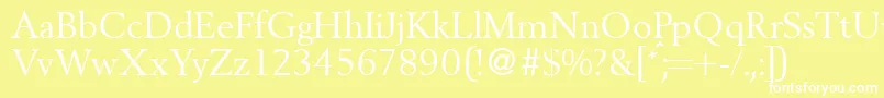 BergoniadbNormal-Schriftart – Weiße Schriften auf gelbem Hintergrund