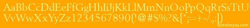 フォントBergoniadbNormal – オレンジの背景に黄色の文字