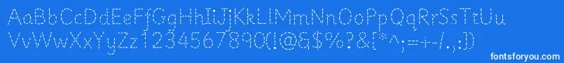 Prima1-Schriftart – Weiße Schriften auf blauem Hintergrund