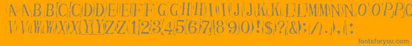 TicketCapitalsimpressed-Schriftart – Graue Schriften auf orangefarbenem Hintergrund