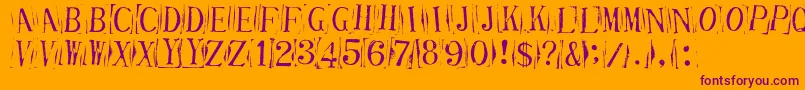 TicketCapitalsimpressed-Schriftart – Violette Schriften auf orangefarbenem Hintergrund
