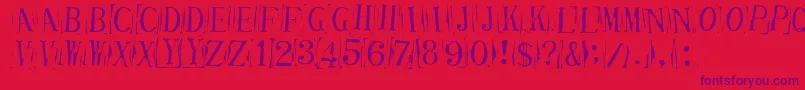 Weitere Informationen zur TicketCapitalsimpressed-Schriftart TicketCapitalsimpressed-Schriftart – Violette Schriften auf rotem Hintergrund
