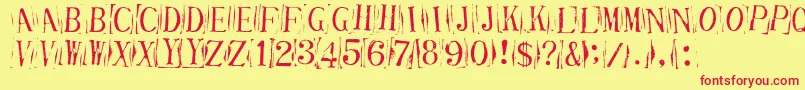 TicketCapitalsimpressed-Schriftart – Rote Schriften auf gelbem Hintergrund