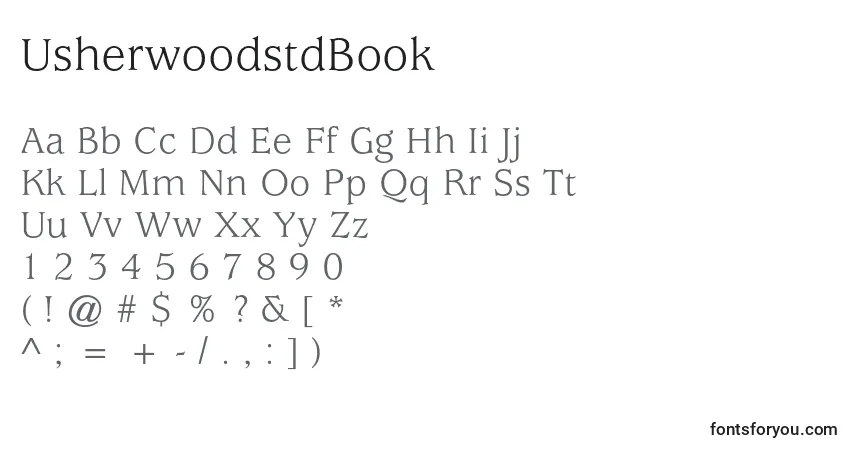 Шрифт UsherwoodstdBook – алфавит, цифры, специальные символы