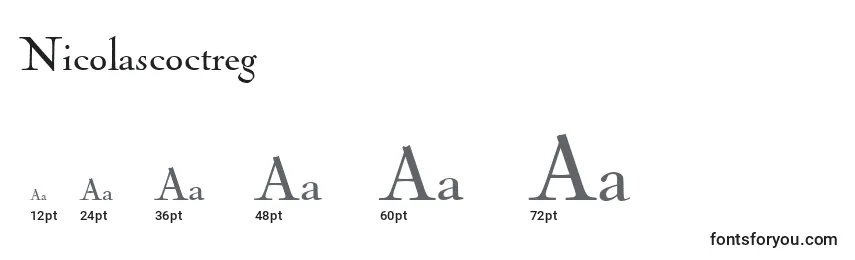 Размеры шрифта Nicolascoctreg