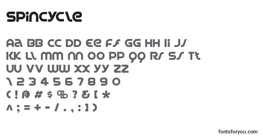 SpinCycle-fontti – aakkoset, numerot, erikoismerkit