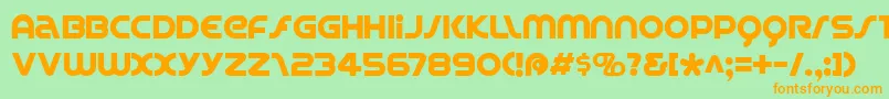 フォントSpinCycle – オレンジの文字が緑の背景にあります。