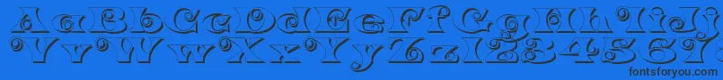 K22SpiralSwashShadow Font – Black Fonts on Blue Background