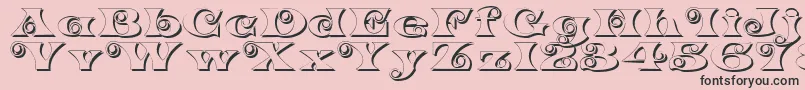 Fonte K22SpiralSwashShadow – fontes pretas em um fundo rosa
