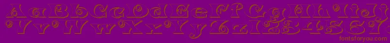 K22SpiralSwashShadow-Schriftart – Braune Schriften auf violettem Hintergrund