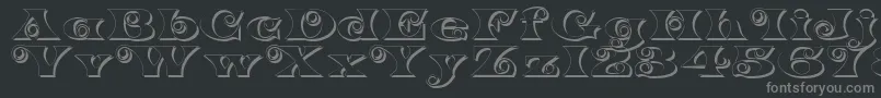 fuente K22SpiralSwashShadow – Fuentes Grises Sobre Fondo Negro