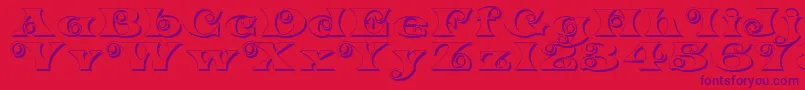 K22SpiralSwashShadow-Schriftart – Violette Schriften auf rotem Hintergrund