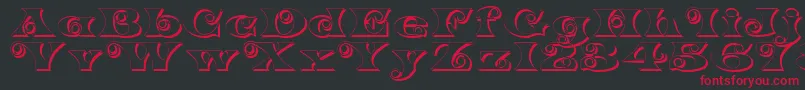 K22SpiralSwashShadow Font – Red Fonts on Black Background