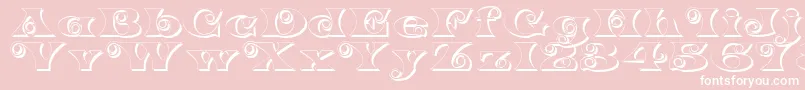 Fonte K22SpiralSwashShadow – fontes brancas em um fundo rosa