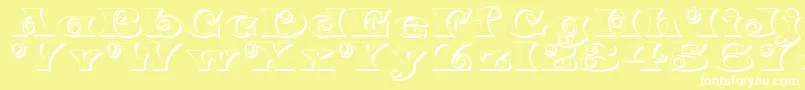 K22SpiralSwashShadow Font – White Fonts on Yellow Background