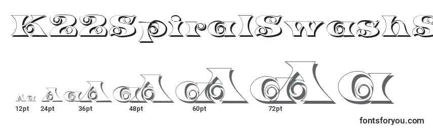 Größen der Schriftart K22SpiralSwashShadow