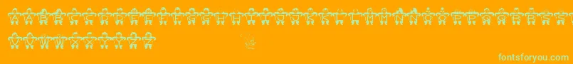 Menuplease-Schriftart – Grüne Schriften auf orangefarbenem Hintergrund