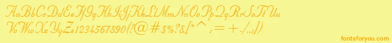 フォントStuyvesantBt – オレンジの文字が黄色の背景にあります。