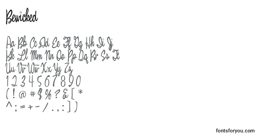 Czcionka Bewicked – alfabet, cyfry, specjalne znaki
