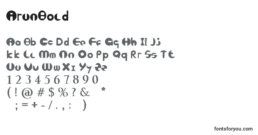 Шрифт ArunBold – алфавит, цифры, специальные символы