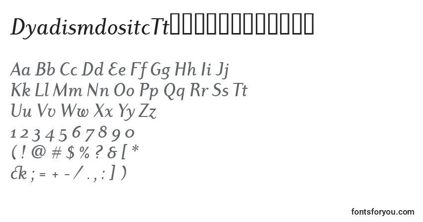 A fonte DyadismdositcTtРљСѓСЂСЃРёРІ – alfabeto, números, caracteres especiais