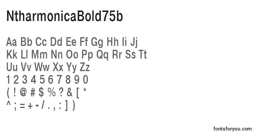 A fonte NtharmonicaBold75b – alfabeto, números, caracteres especiais