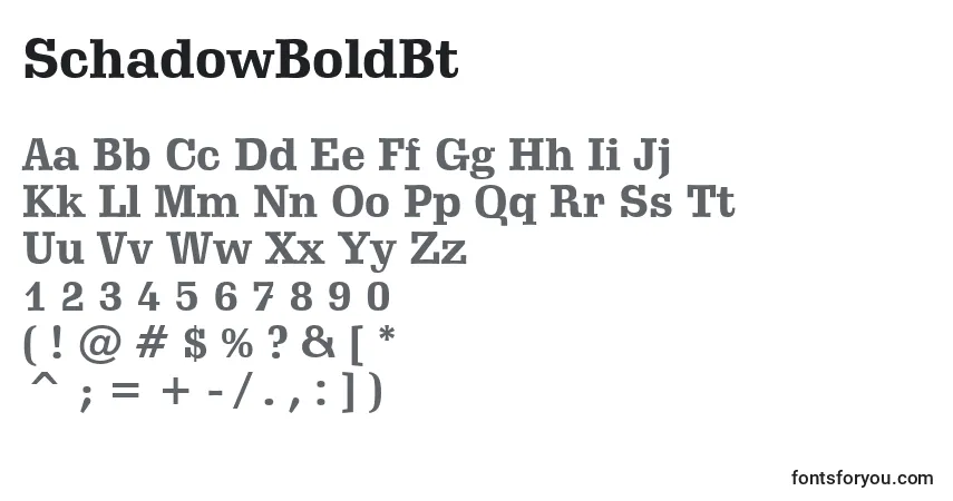 Czcionka SchadowBoldBt – alfabet, cyfry, specjalne znaki