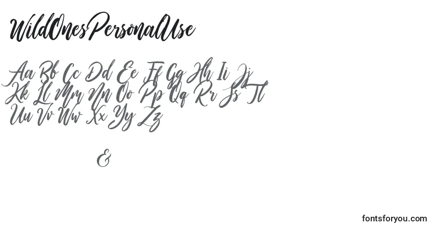 Schriftart WildOnesPersonalUse (107055) – Alphabet, Zahlen, spezielle Symbole