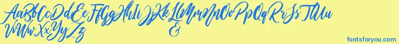 WildOnesPersonalUse-Schriftart – Blaue Schriften auf gelbem Hintergrund