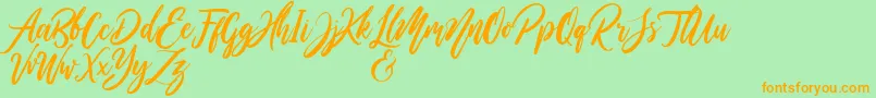 WildOnesPersonalUse-Schriftart – Orangefarbene Schriften auf grünem Hintergrund