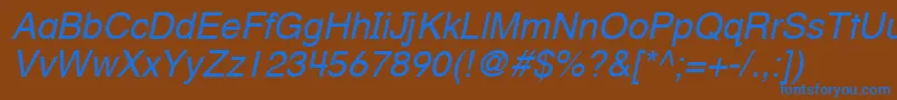 HelveticaTextbookLtOblique Font – Blue Fonts on Brown Background