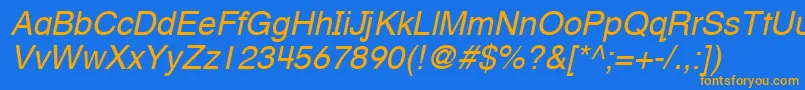 HelveticaTextbookLtOblique Font – Orange Fonts on Blue Background