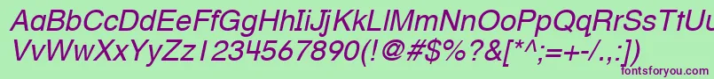 HelveticaTextbookLtOblique Font – Purple Fonts on Green Background