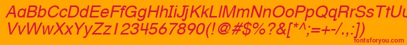 HelveticaTextbookLtOblique Font – Red Fonts on Orange Background