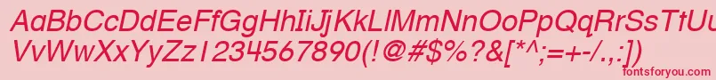 HelveticaTextbookLtOblique Font – Red Fonts on Pink Background