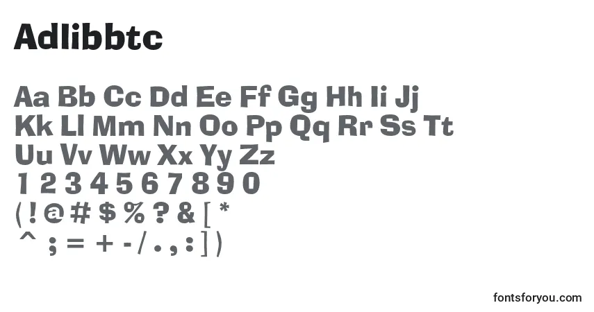 Шрифт Adlibbtc – алфавит, цифры, специальные символы