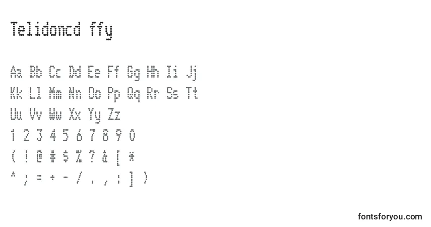 Schriftart Telidoncd ffy – Alphabet, Zahlen, spezielle Symbole