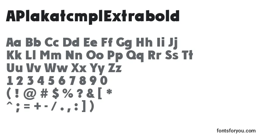 A fonte APlakatcmplExtrabold – alfabeto, números, caracteres especiais