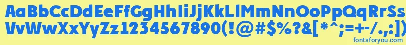 フォントAPlakatcmplExtrabold – 青い文字が黄色の背景にあります。