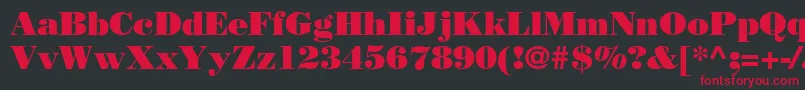 フォントBodoniPosterSsi – 黒い背景に赤い文字